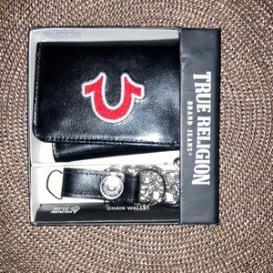 True Religion wallet black and red w chain
